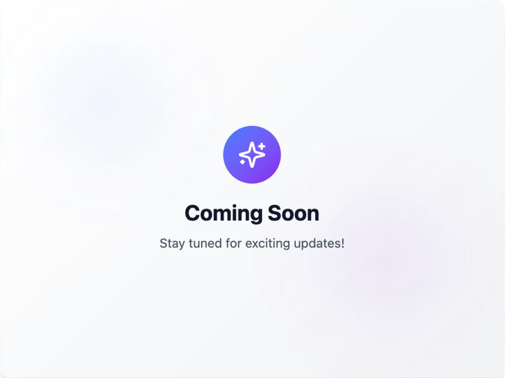 Coming soon placeholder screen indicating an upcoming Zensor feature or module.